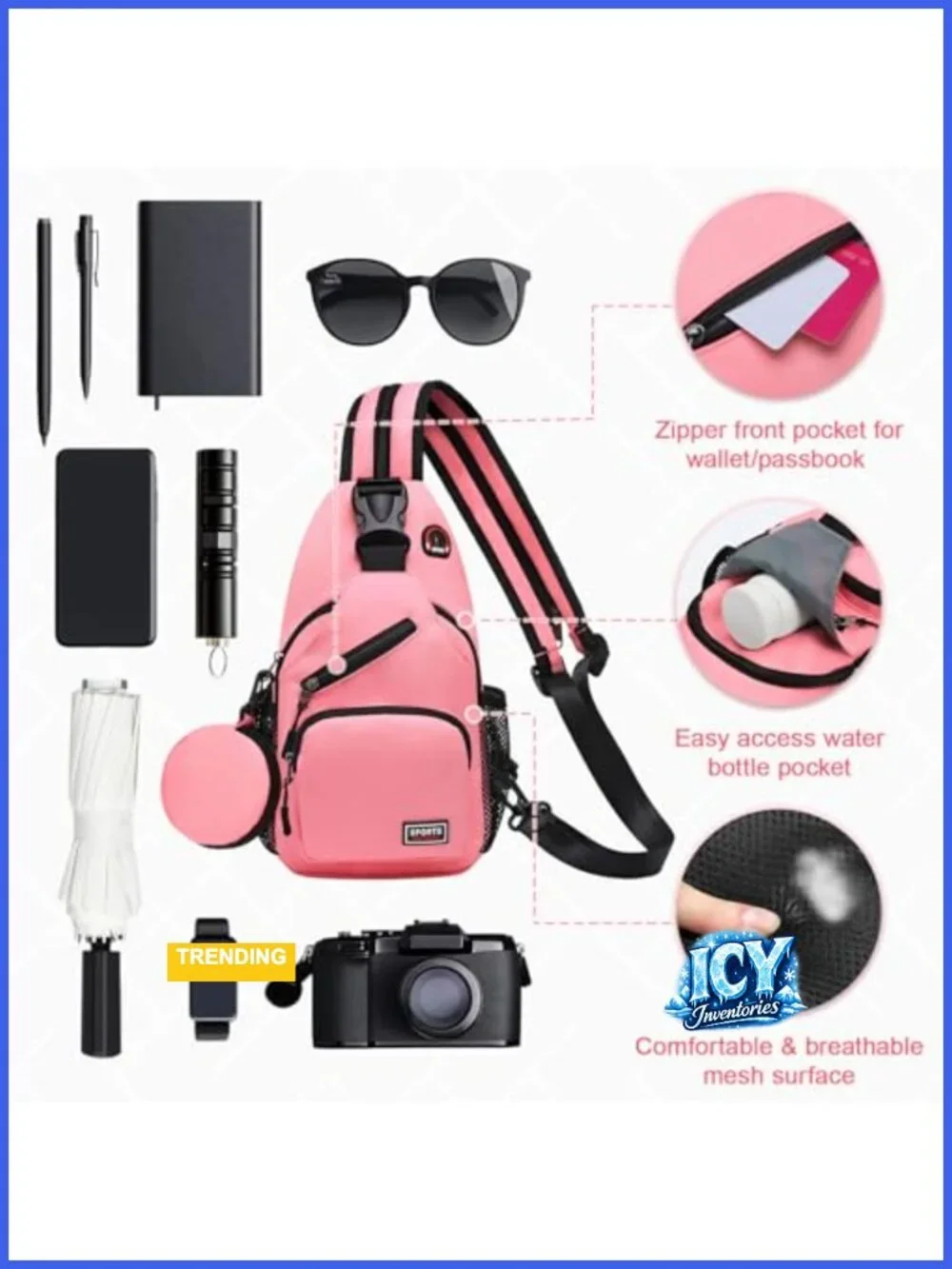 Convertible Sling Backpack Crossbody Mini Daypack for Travel Hiking Water